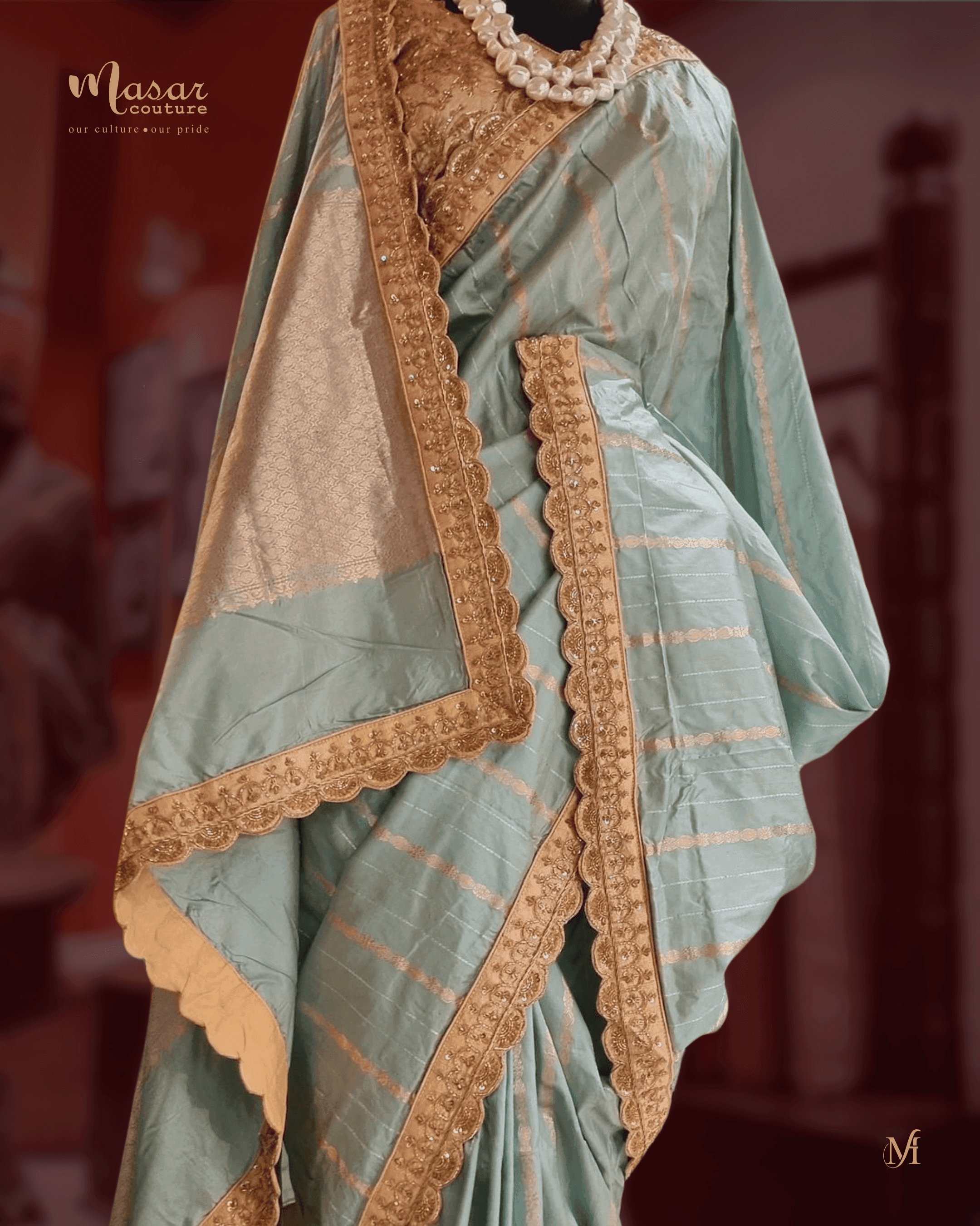 Heirloom Banarasi Saree (Turquoise)